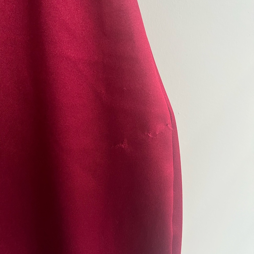 Red Satin Asymmetrical Cowl Neck Dress - Picture 5 of 5